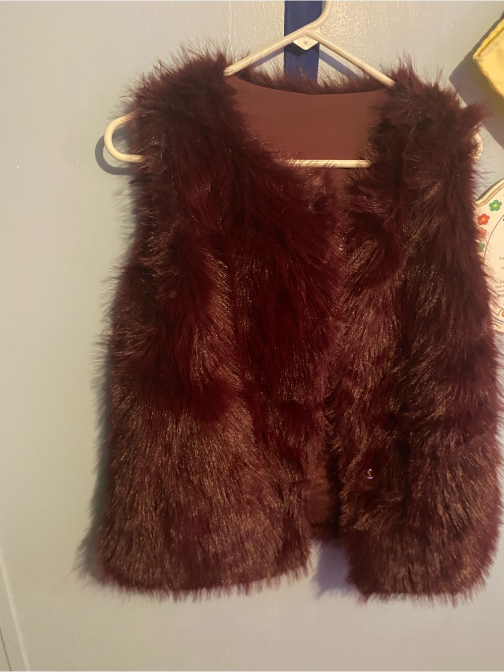 Fur Vest - Burgundy for Women buttons for closure
